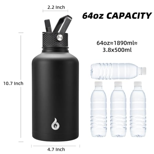 BJPKPK 64oz Insulated Water Bottle, Half Gallon Water Jug with Straw Lid - image 4