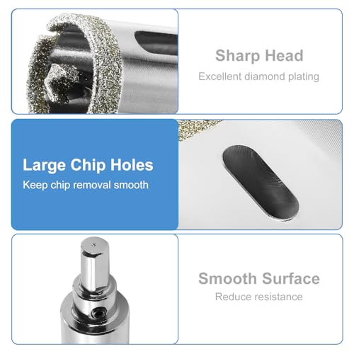 Image of 1 inch / 25mm Diamond Glass Tile Hole Saw with Center Drill Bit for Ceramic, Porcelain, Marble