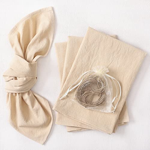 Socomi Cotton Linen Napkins Bulk 17"X17" Stonewashed Cloth Dinner Napkins Rustic Thick Table Napkins For Family Events Parties Wedding Decoration (Set Of 6, Champagne) #TOP1