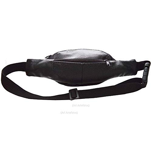 Pochete masculina de Couro Legitimo com 5 Repartições - Preta.