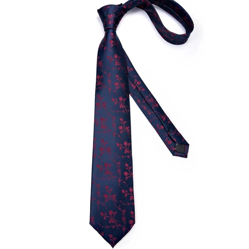 Corbata de seda para hombre con pañuelo y gemelos miniatura 4