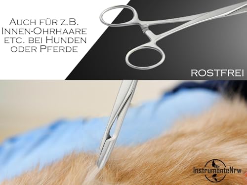 Tierhaar-Entferner Haar-Zupfzange für Hunde Pferde aus rostfreiem Edelstahl für Rechthänder und Linkshänder 15 cm