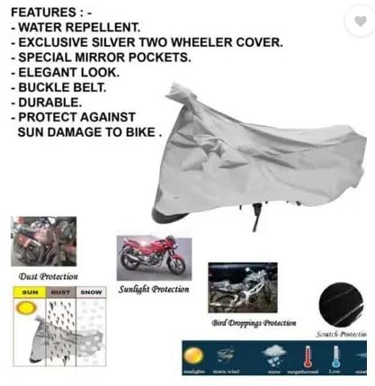 Image of Waterproof Two Wheeler Cover for Splendor, Silver, Motorcycle Protection Cover