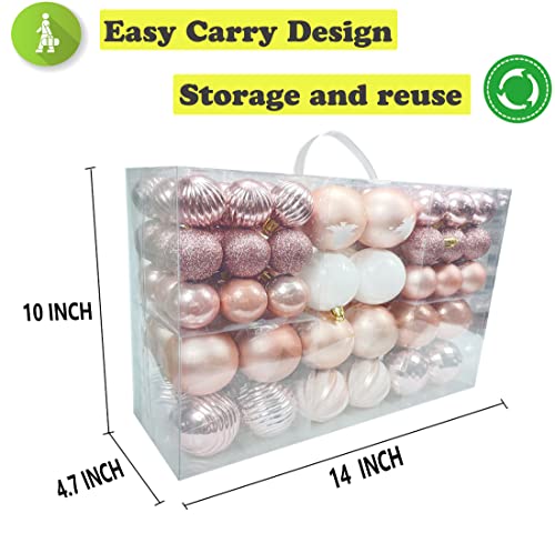 Aogu 86 Pcs Christmas Balls Rose Gold Christmas Tree Ball Ornaments Set Shatterproof Decorations For Trees Home Party Holiday Garlands Wreaths Decor Hanging Ball Ornaments Hooks Included #TOP4