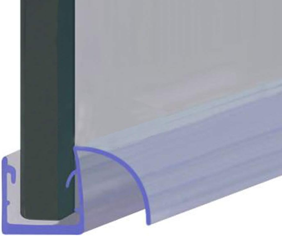Shower Seal for Screens, Doors or Panels | Fits 4, 5 or 6mm Glass | 15mm Rigid Arched Deflector Fin for When There is No Gap | 80cm, 90cm, 140cm or 2m Long | SEAL056 (200cm)