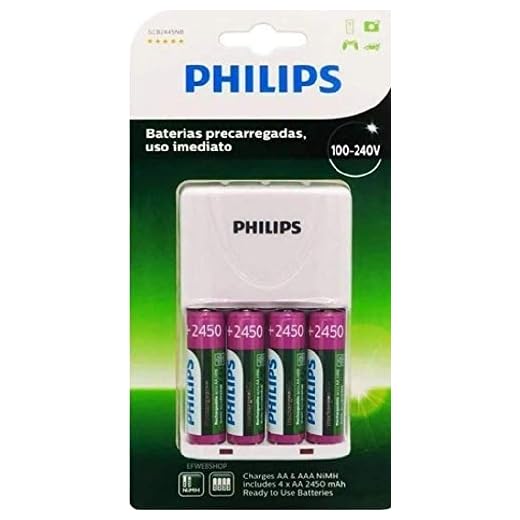Carregador de Pilhas Recarregável Philips c/ 4 pilhas bivolt