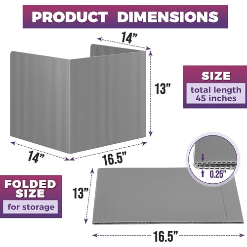 22-Pack Desk Dividers for Students - Waterproof & Durable Plastic Privacy Shield Divider, Classroom Folders Teacher Supplies, Easy-to-Clean Plastic Study Carrel Folder Boards for Student Desks, Grey by Storage Standard - Image 4