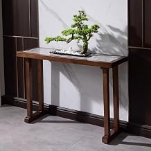 Solid Wood Entryway Table,Stone Slab Console Table,Easy to Clean, Slab countertop, Solid Wood Frame, Adjustable feet,Easy to Assemble,for Living Room, Entryway, Hallway.47.2 * 13.8 * 31.5in