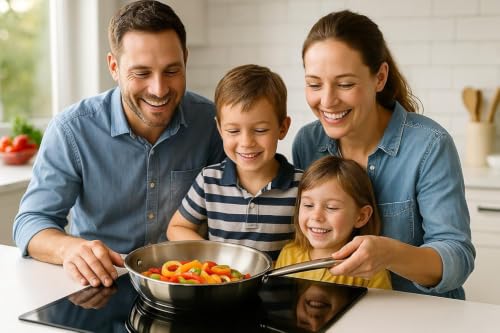 Miniatura 7 de Wecook! Pro Sartén De Acero Inoxidable 18 10 20 Cm Apta Para Inducción, Base Tricapa, Mango Ergonómico Y Remachado En Acero Inoxidable, Apta Para Horno 200 C, Lavavajillas, Plateado