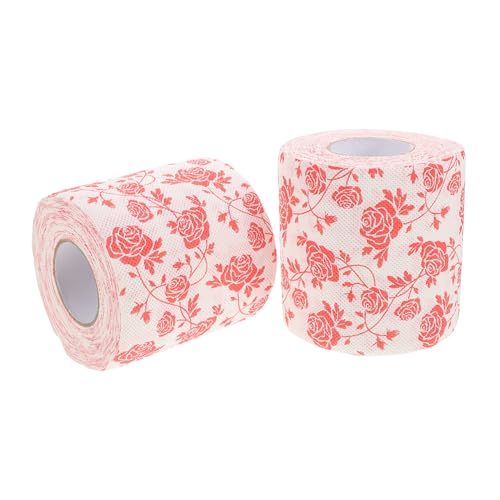 TOKIDNY 2pcs Floral Toilet Paper Rolls Elegant Rose Flower Print Napkins for Bathroom Decor for