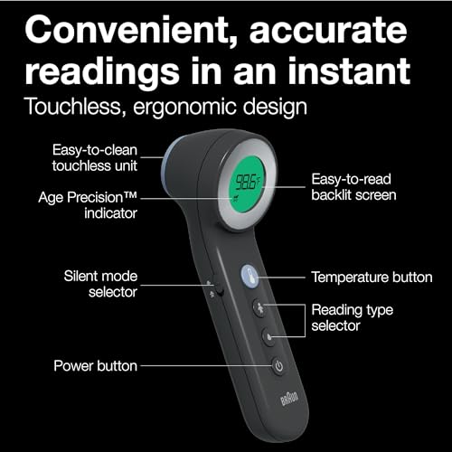 Image of Braun Sensian 7 Forehead 3-in-1 Non-Contact Infrared Thermometer, Age Precision Technology, Color-Coded Digital Display, Baby and Child Friendly, No. 1 Brand Recommended by Pediatricians