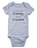 Gray Bodysuit 12 Months Baby Girl Boy Gifts Solid Funny Shirt I Love My Grandpa and Grandma