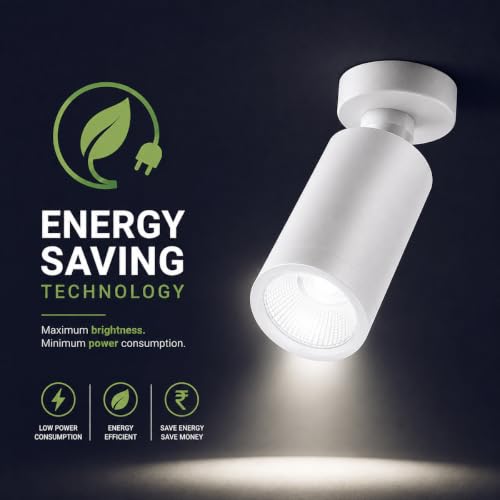 Image of Goldmedal Bibo 12W LED Surface Spotlight | Focus Light |Neutral White (4000K)| Adjustable Base | with 36Beam Angle | for Kitchen,Living Room & Malls | Up to 80 Lumens Per Watt | Body Colour:White