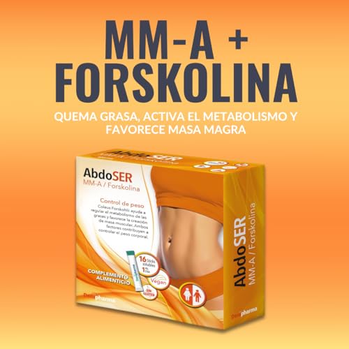 AbdoSER – 16 sticks voor het afvallen van buikvet en dijen, formule met MM-A en forskoline natuurlijke detox, glutenvrij, 1 stick per dag DENIPHARMA - Afbeelding 5