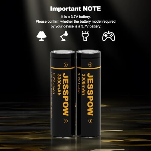 image for JESSPOW Rechargeable Battery Lithium 3.7V 3300mAh Flat Top, Batteries 