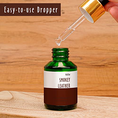 Image of Smokey Leather Fragrance Oil, MitFlor Single Scented Essential Oil for Diffuser, Premium Grade Fragrance Oil for Soap & Candle Making, Men & Woody Scent for Home Fragrance, 30ml