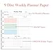 9 Disc Weekly Planner Undated Refills - Classic Size 53 Sheets/106 Pages Colorful Weekly Planner for Happy Planners Insert, 100 gsm White Paper, Lasts 1 Year, Undated, 7
