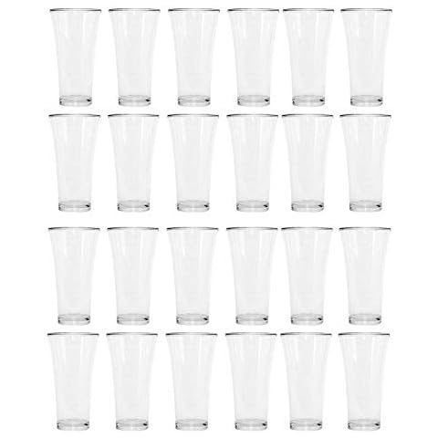 Urmila Plastic Polycarbonate Pilsner Drinking Glasses for Water Juice for Dining Table Home Kitchen Party Restaurant 300 ml Set of 24 Transparent Cover