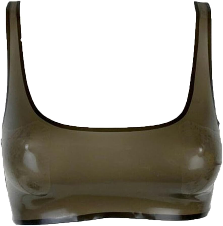 Women Translucent Latex Lingerie Tank Tops Bra with Black Trim for Party Catsuit Wear