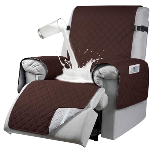 aolceth Sesselschoner für Fernsehsessel, Wasserdicht Relaxsessel Sesselschoner mit Taschen Armlehne, 1 Sitzer Sesselauflage Anti-Rutsc Sesselbezug für Möbelschutz