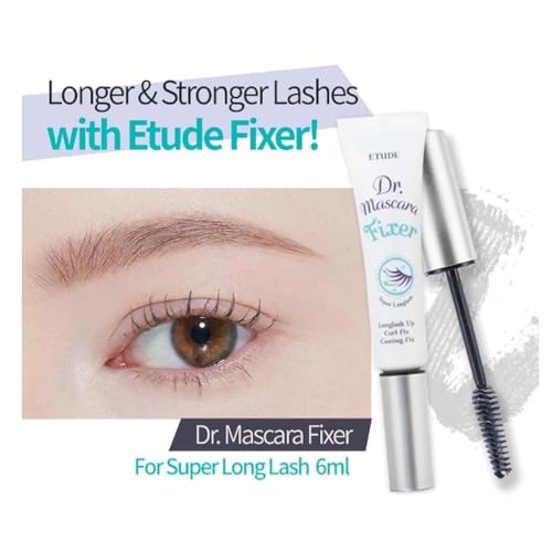 Image of ETUDE Dr. Mascara Fixer For Super Long lash, Korean Mascara Primer, Natural lash Extension, Lengthening, Smudge-Proof, Korean Makeup, Beauty, Micro Black Fiber Formula (0.203 Fl Oz)