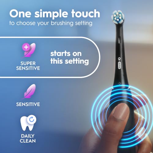 Image of Oral-B iO Electric Toothbrush, Series 2, Rechargeable, Dark Blue with 1 Gentle Care Brush Head - Automatic Pressure Sensor to Protect Gums - 3 Modes - 2 Min Timer