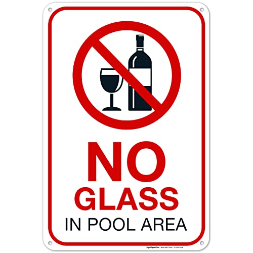 No Glass in Pool Area Pool, 12x18 Inches, 55 mil Thick High Density polystyrene, Made in USA