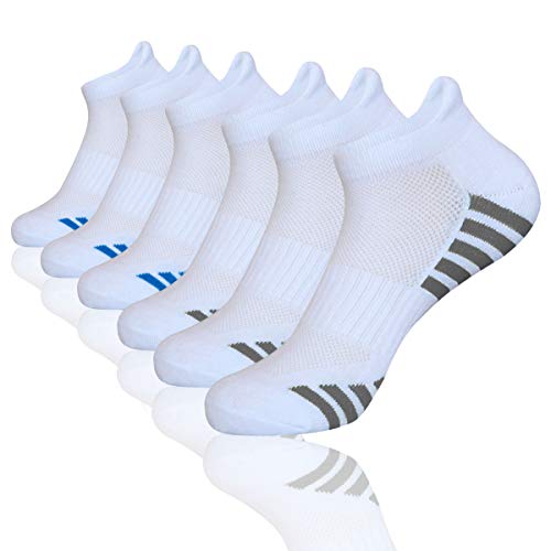 Shinno Mens Ankle Athletic Socks Low Cut Breathable Cushion Running Tab Socks 6 Pack