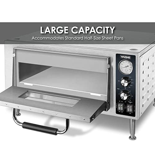 Waring Commercial WPO500 Heavy Duty Single Deck Pizza Oven, For Pizza up to 18" diameter,Includes one ceramic Pizza Stone, 120V, 1800W, 5-15 Phase Plug - Image 2