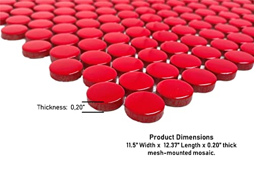 Penny Round Vintage Red Porcelain Floor And Wall Mosaic Tile For Bathroom, Kitchen Backsplashes, Pool Tile, Accent Wall (1) #TOP1