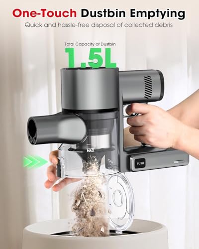Muvano Cordless Vacuum Cleaners for Home, G26 Vacuum Cleaner, 45KPA Powerful Suction, Up to 60 Minutes, Tangle-Resistant, Rechargeable Stick Vac with Wall Mount for Pet Hair, Hardwood Floors — view 6