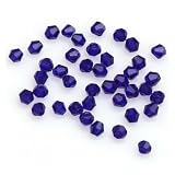 UZAMIRLEX Doppelkegel-Kristallperlen, 4 mm Kristallglas-Doppelkegel-Abstandsperlen, 100 Stück, Mehrfarbig, for die Schmuckherstellung(Dark Blue)