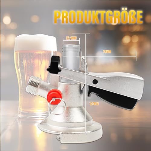 Gemsaya Kegverschluss Zapfkopf Typ A mit Überdruckventil, G5/8 Gewinde Keg Flachkeg Bierausgang, Brauen Fassbier Fasshähne 304 Edelstahl Bierzapfhahn für Bars Restaurants Familienfeiern