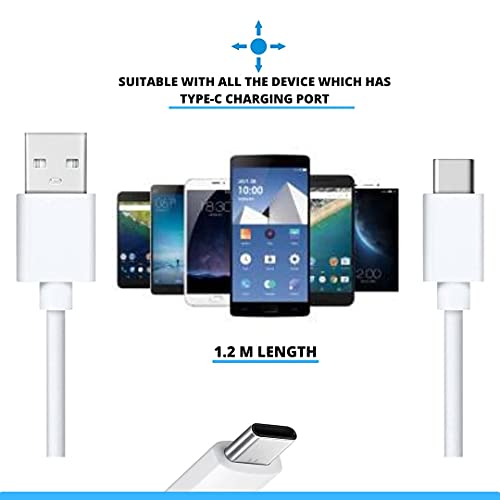 Image of Ultra fast charging cable for Xiaomi Redmi Note 8 Pro , Xiaomi Redmi Note 9 , Xiaomi Redmi Note 9 Pro , Xiaomi Redmi Note 9 Pro Max , Xiaomi Redmi Note 9S , Xiaomi Redmi Pro USB Cable | Charging & Sync Data Cable | Rapid Quick Dash Fast Charging Cable| Type C to USB-A Cable ( 3.1 Amp , SR , WHITE )