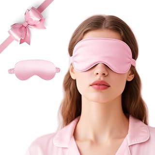 Sleep Mask with Elastic Strap - Natural Silk Eye Mask for Sleep, 100% Coverage Blackout Light, Satin Blindfold Skin-Friendly & Breathable, Pressure-Free Eye Shade for All Women/Men