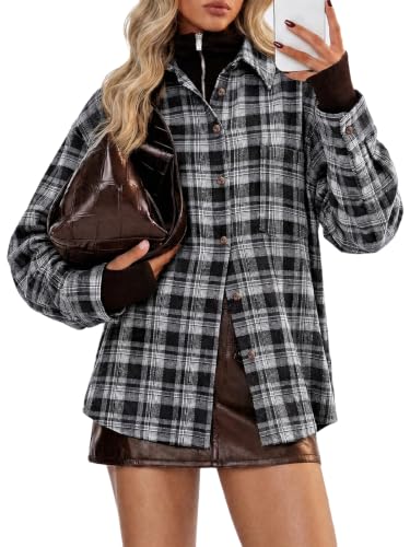 Cicy Bell - Cicy Bell Womens Plaid Button Down Shirt Long Sleeve Collared Fall Blouses - Best Deal on Amazon