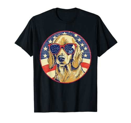 Golden Retriever t Golden Retriever Regalo Bandera de Estados Unidos Camiseta
