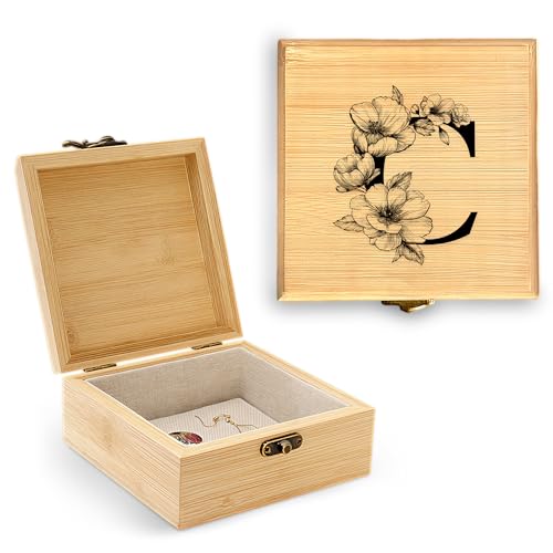 BJDAMAI Trinket Keepsake Decorative Memory Jewelry Storage Box, Wedding Bridesmaid Graduation Memorial Thank You Anniversary Friendship Office Home Gifts (Letter C)