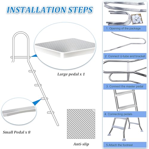Escalera para piscina 4 peldaños acero inoxidable 34in miniatura 3
