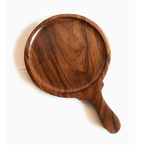 Image of Wooden Pizza Pan, Pizza Serving Tray of Kitchen|| Platter || Sheesham || 9 Inch, Overall 13 Inch