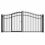 ALEKO 12x6 feet Vienna Dual Driveway Gate with Built-in Pedestrian Door, Galvanized Steel Anti-Rust Security Fence Barrier Set