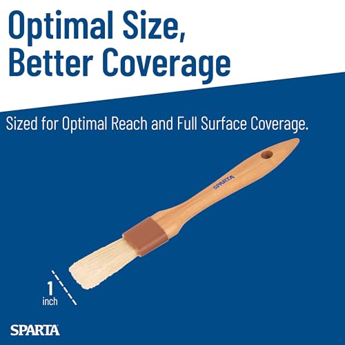 Image of SPARTA Kitchen Basting Brush - 4037200 Basting Brush for Cooking Flat Boar Bristle Brush, Hardwood Handle for Kitchens, Restaurants, Catering, High Heat Food Prep, 1in, Pack of 12