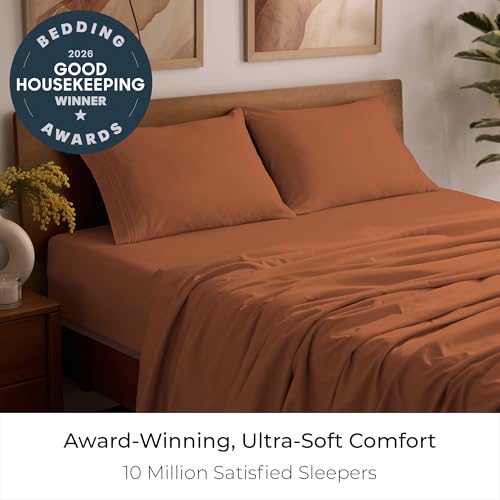 Image of Mellanni Full Sheets Set - 4 PC Iconic Collection Bedding | Hotel Luxury, Extra Soft, Cooling Bed Sheets - Wrinkle, Fade, Stain Resistant (Full, Terracotta)