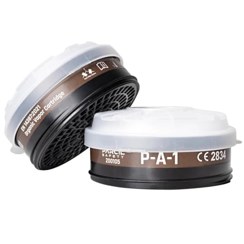 Parcil Distribution P-A-1 Replacement Filters - Carbon Activated Charcoal Organic Vapor Filter Set for PD-100 and T-60 Masks (Pack of 2)