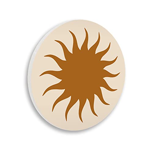 'Casual Abstract Sun Rays Shape Ochre Tones'| Wall Plaque Art
