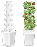 TIRUSS Hydroponic Grow Tower 6 Layers with 30 Plant Sites, Hydroponic Vertical Garden System kit with Water Pump,Aeroponic Tower Planting System for Strawberries, Tomatoes, Lettuce, Herbs