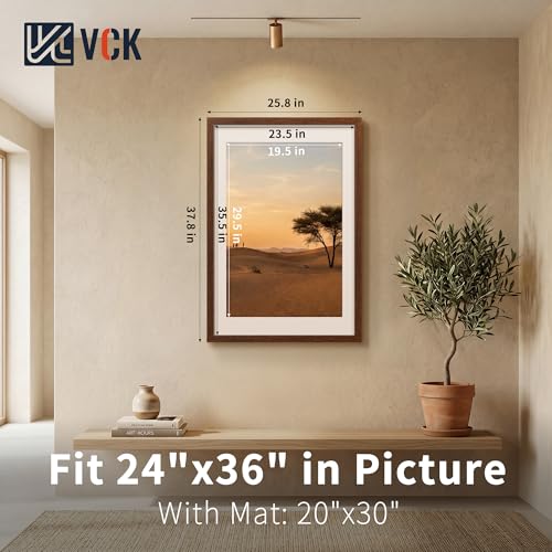 Image of VCK 24x36 Frame 5 Pack, Brown Exclusive Wood, 20x30 Mat, for Picture