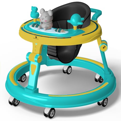 Image of StarAndDaisy 360 Baby Walker 6-24 Months / 7 Level Height Adjustment Walker for Kids Boy and Girl with Switchable Food & Musical Toy Tray /Premium Baby Activity Walker - Green Yellow
