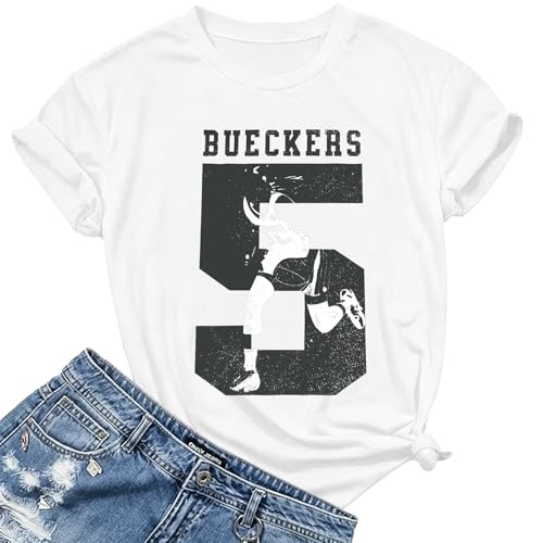 Basketball Shirt for Women Bueckers Fans T-Shirt Gameday Player Tee Dallas 5 Tops Basketball Lover Apparel White