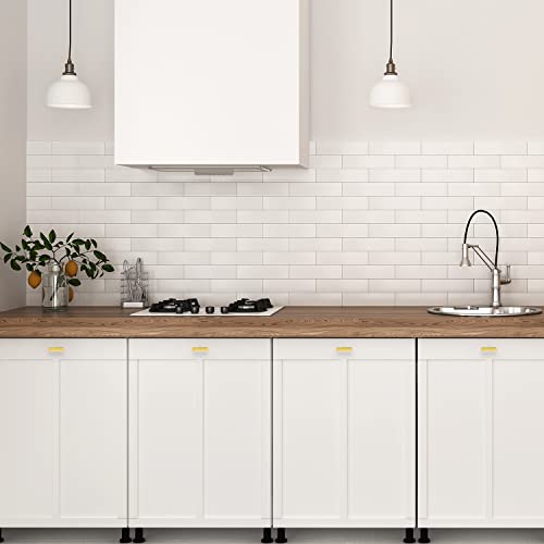 Image of Ravinte Gold Cabinet Handles Square Cabinet Pulls, Single Hole, 20 Pack | Stainless Steel Hardware Pulls, Smooth Bar Grip, Kitchen Cabinet Update, For Cabinets, Cupboards, Drawers, Furniture Projects